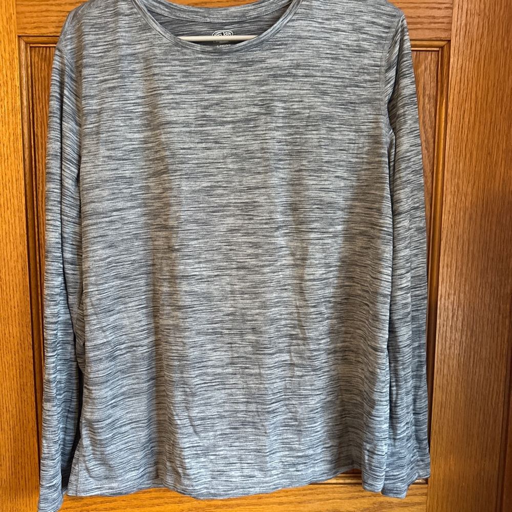 Women's Athletic Works Gray & White Long Sleeve Tee L